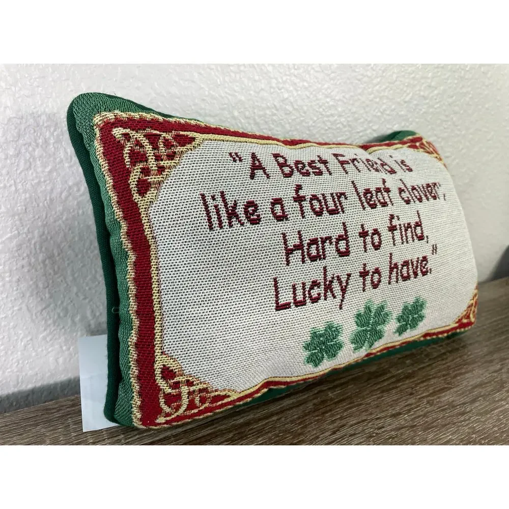 Irish Shamrock Quote Friend Throw‎ Pillow Red Green Vintage Lucky to Have USA S